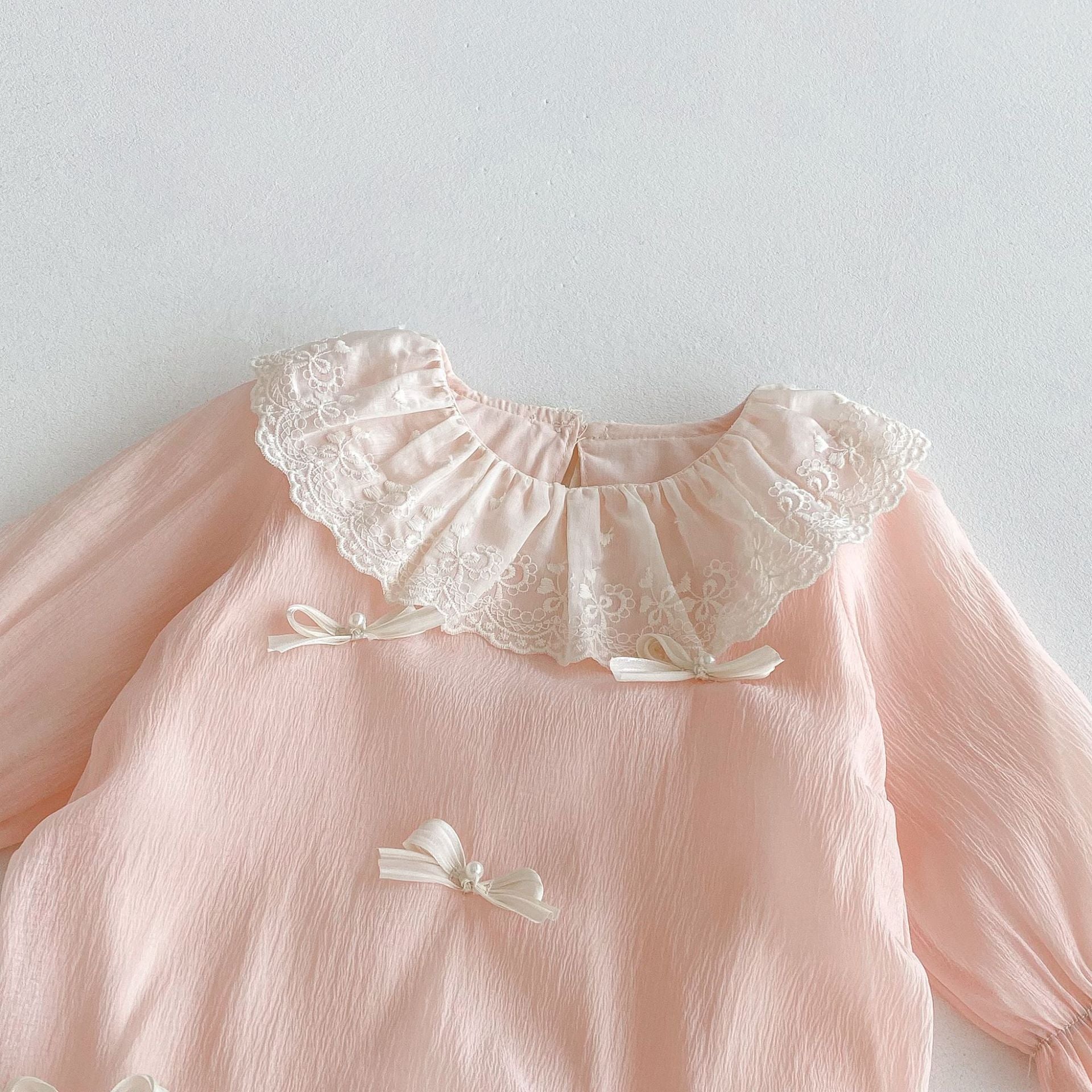 Baby Girl Elegant Pink Lace Romper