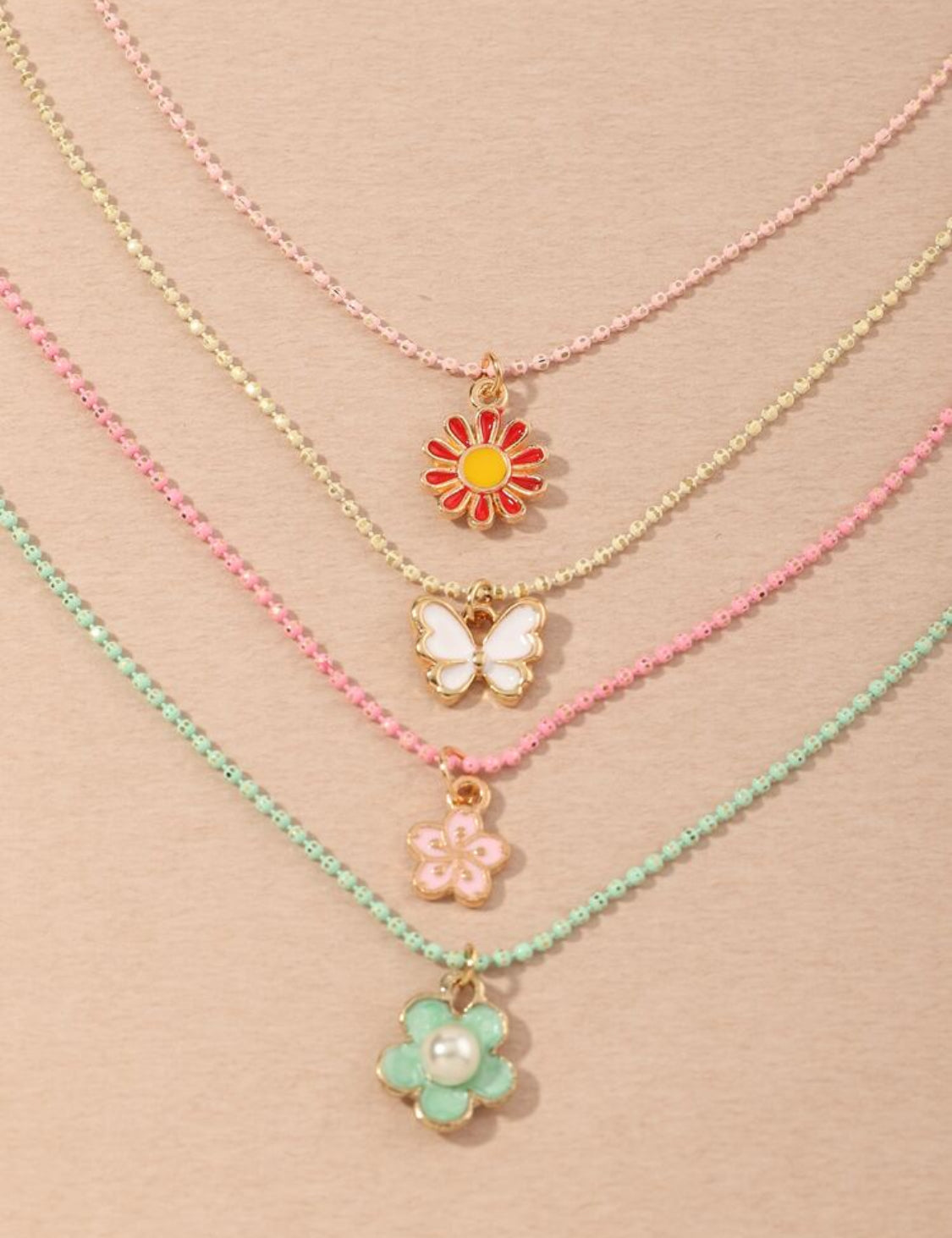 4pcs butterfly necklace set