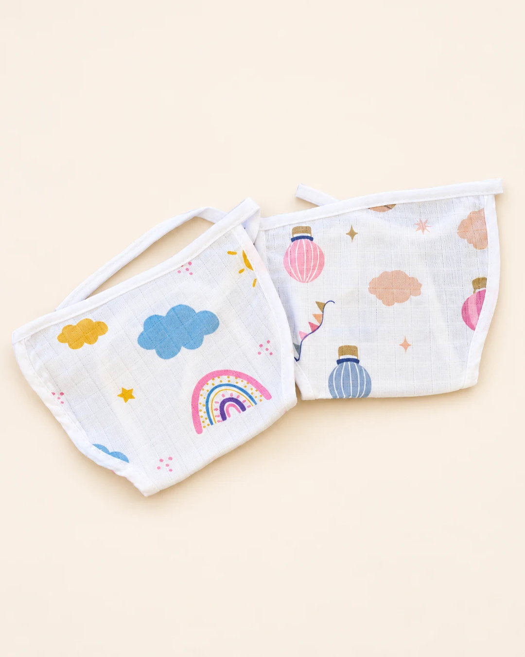 Printed muslin baby langot with tie fastening
