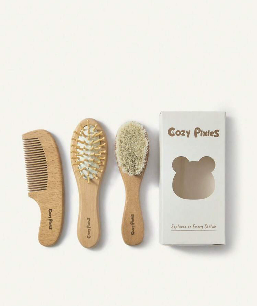 Baby wooden comb set