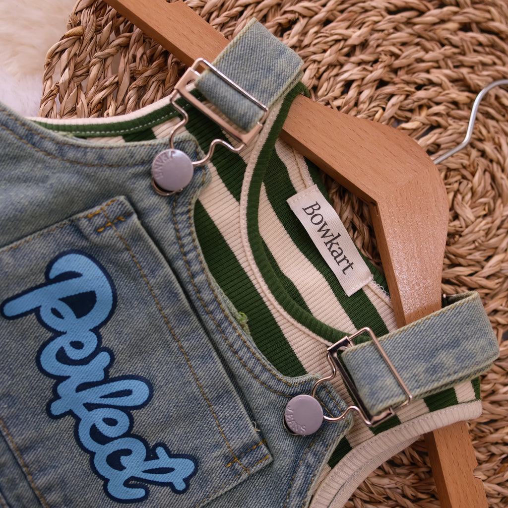 Green Denim Set for baby Girl