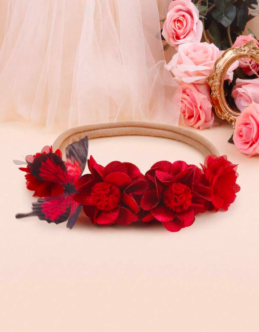 3 Pcs Red Floral Bow