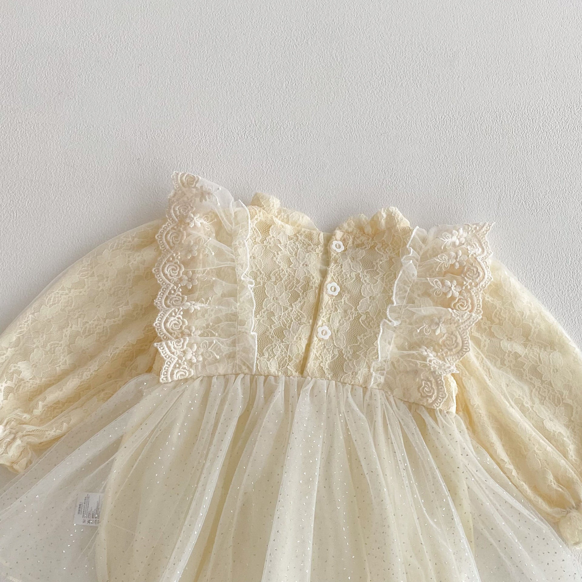 Ivory Lace Tulle Party Romper Dress for Baby Girls
