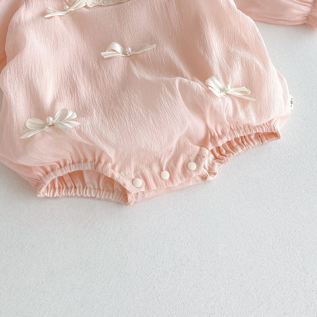 Baby Girl Elegant Pink Lace Romper
