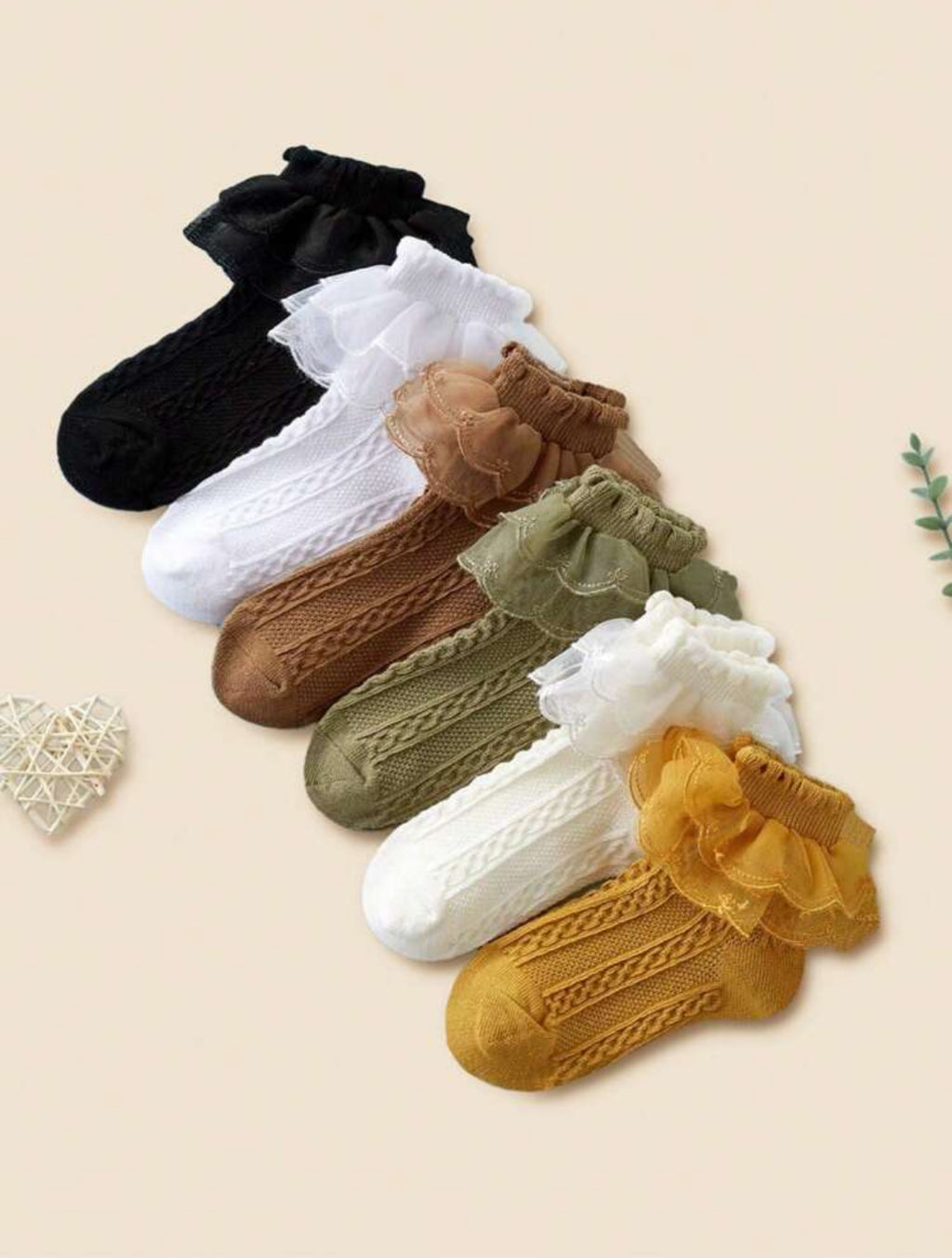 Breathable Short Socks with Double Layer Lace 1-2 Years