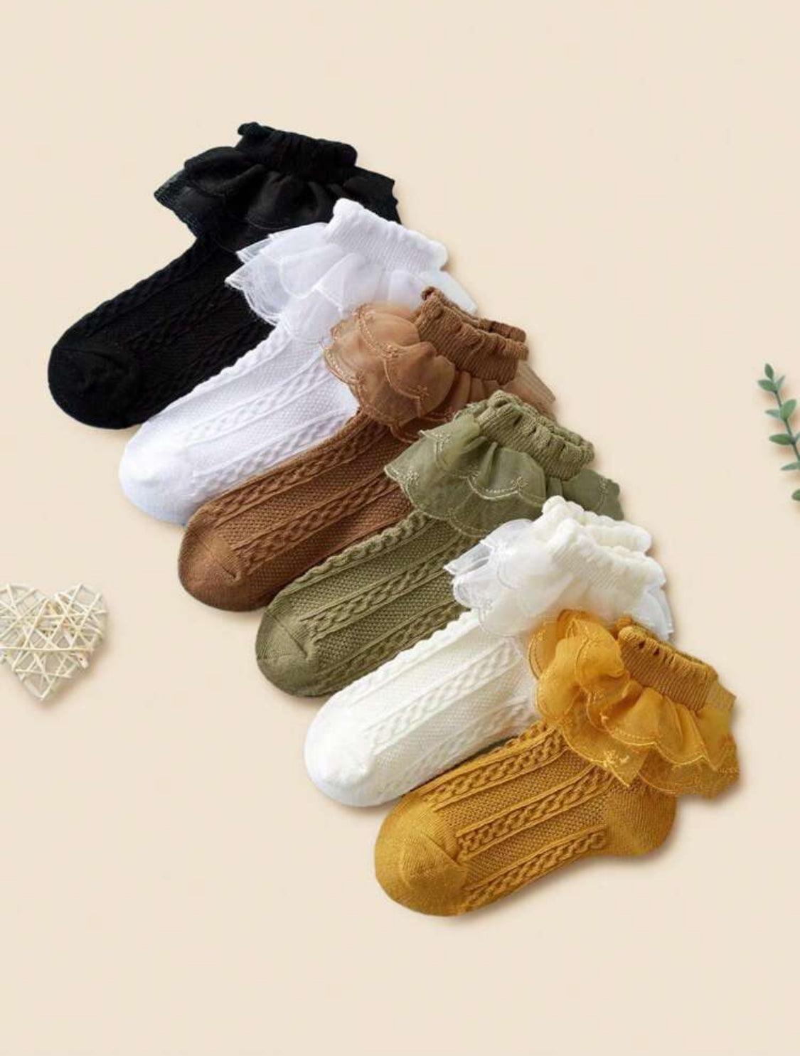 Breathable Short Socks with Double Layer Lace 1-2 Years