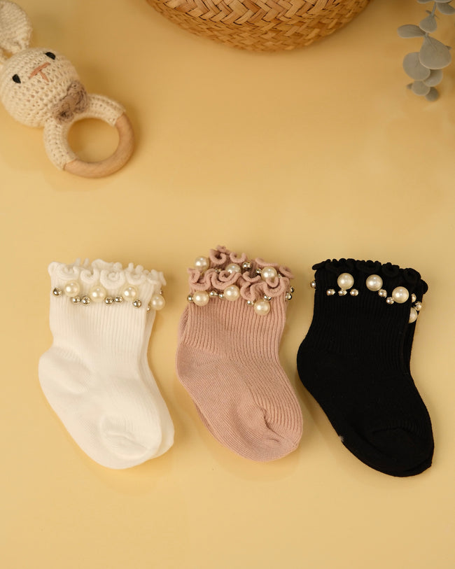 Baby Socks with Pearl Hover Image
