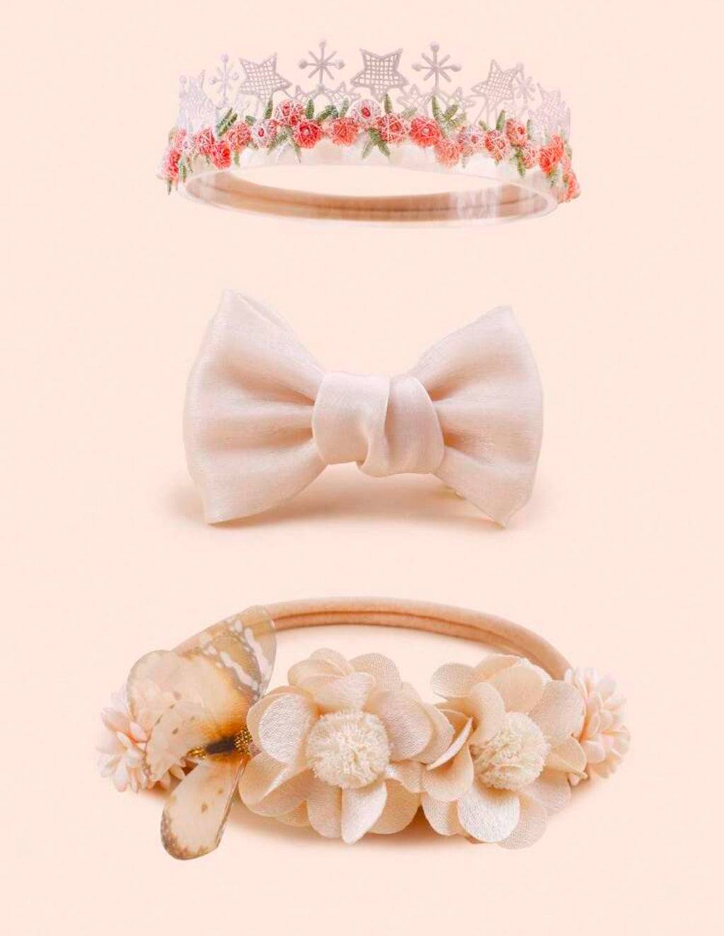 3 Pcs Light Color Floral Bow