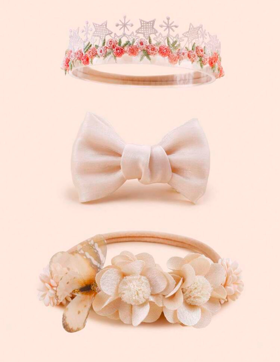 3 Pcs Light Color Floral Bow