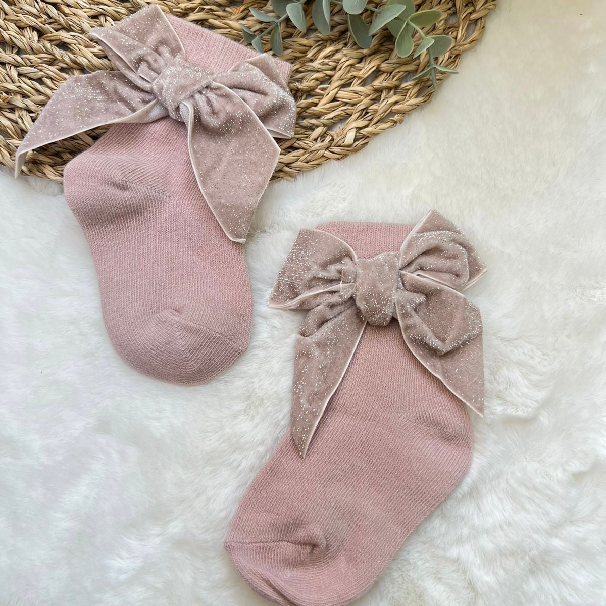 Glitter Bow Decor Baby Socks