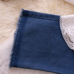 Wide Leg Jeans with White Puffy Sleeve Top for Baby Girl