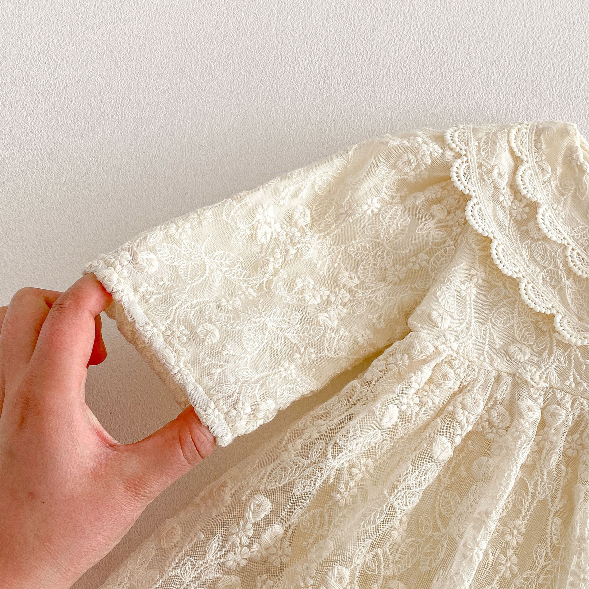 Heirloom Lace Collar Baby Romper Dress