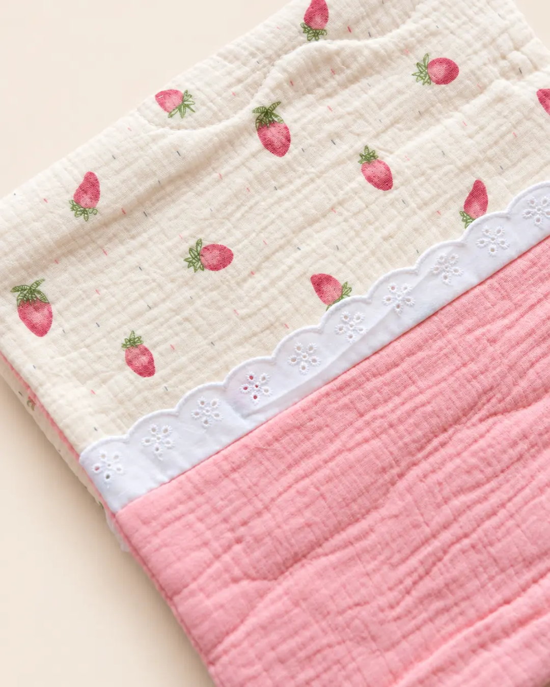 Decorative baby blanket with assorted prints and scalloped trim
