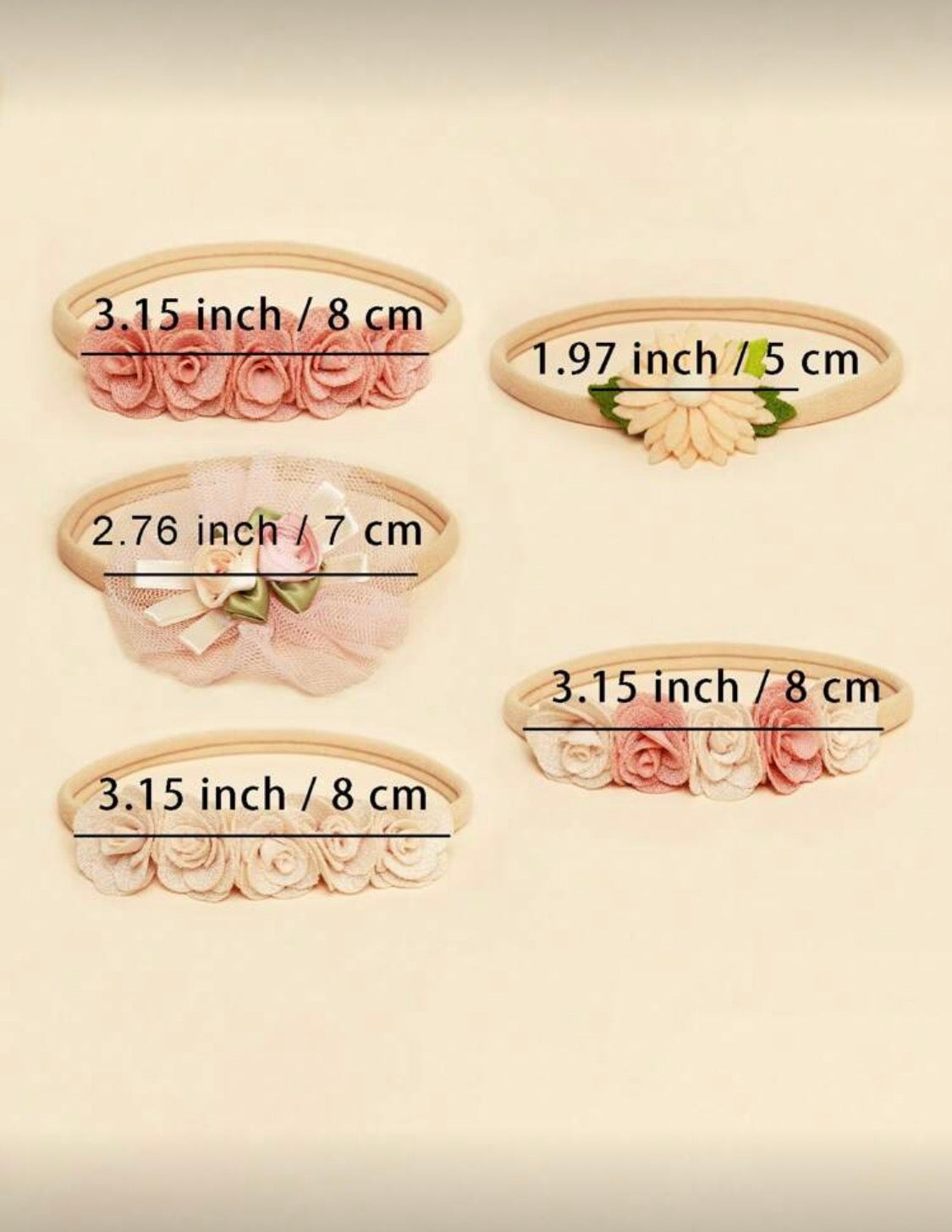 5 Pcs Flower Headband Set