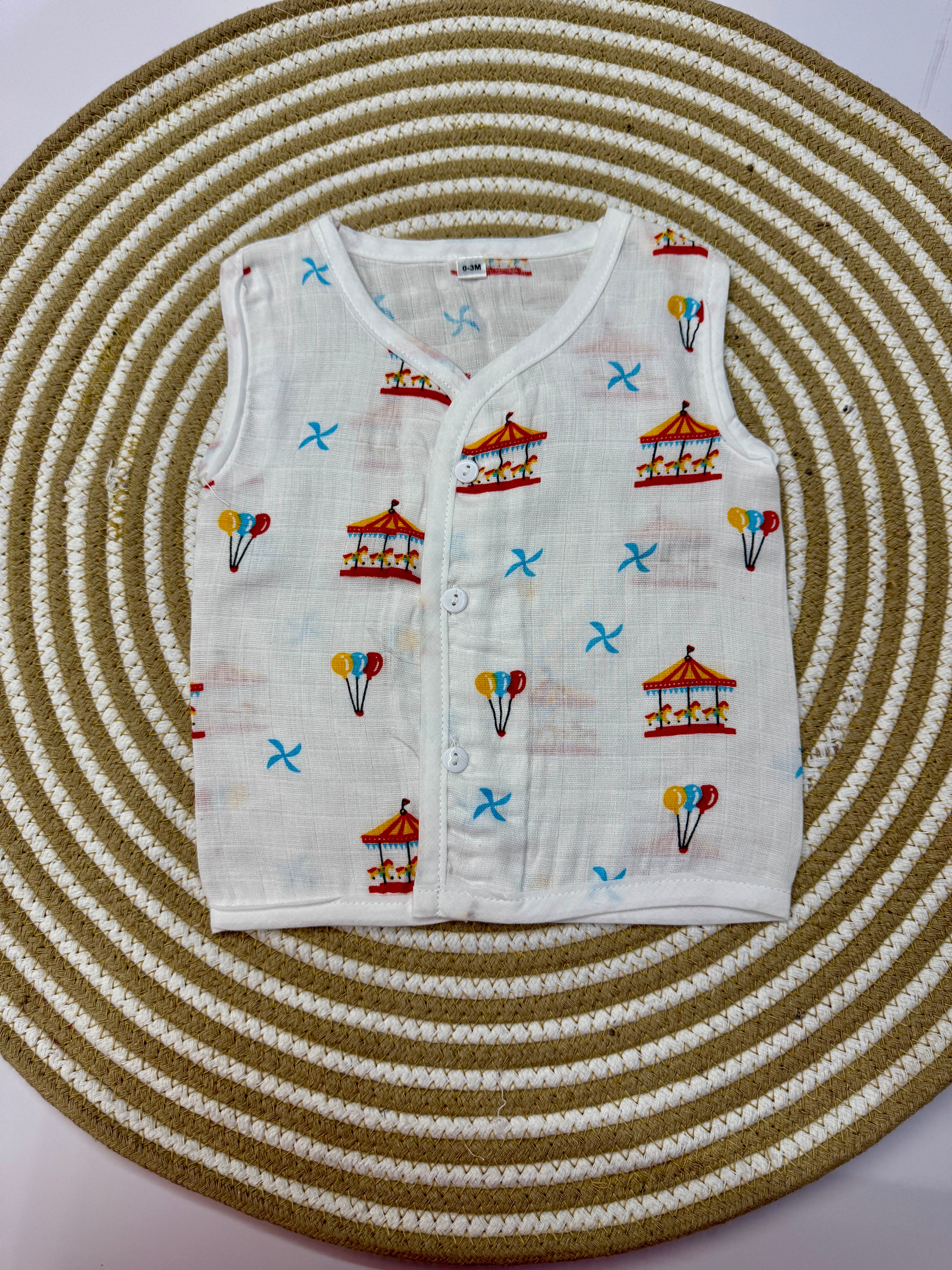 Sleeveless Jabla with Button Assorted