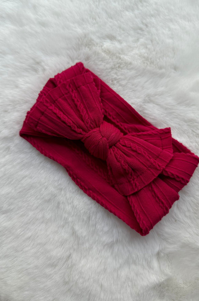 Cable Knitted Nylon Baby Headband Hover Image