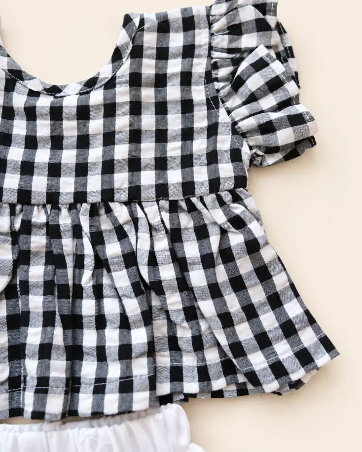 Black White Gingham Frock Set