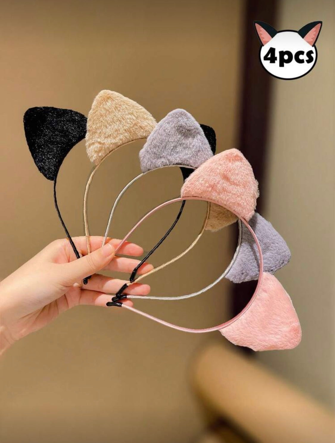 4 Pcs Plush Cat Ears Headband