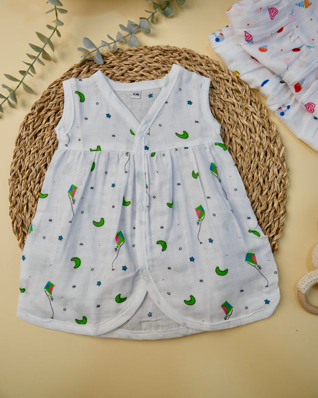 Sleeveless Frock with button Assorted 1 Pcs Main Image