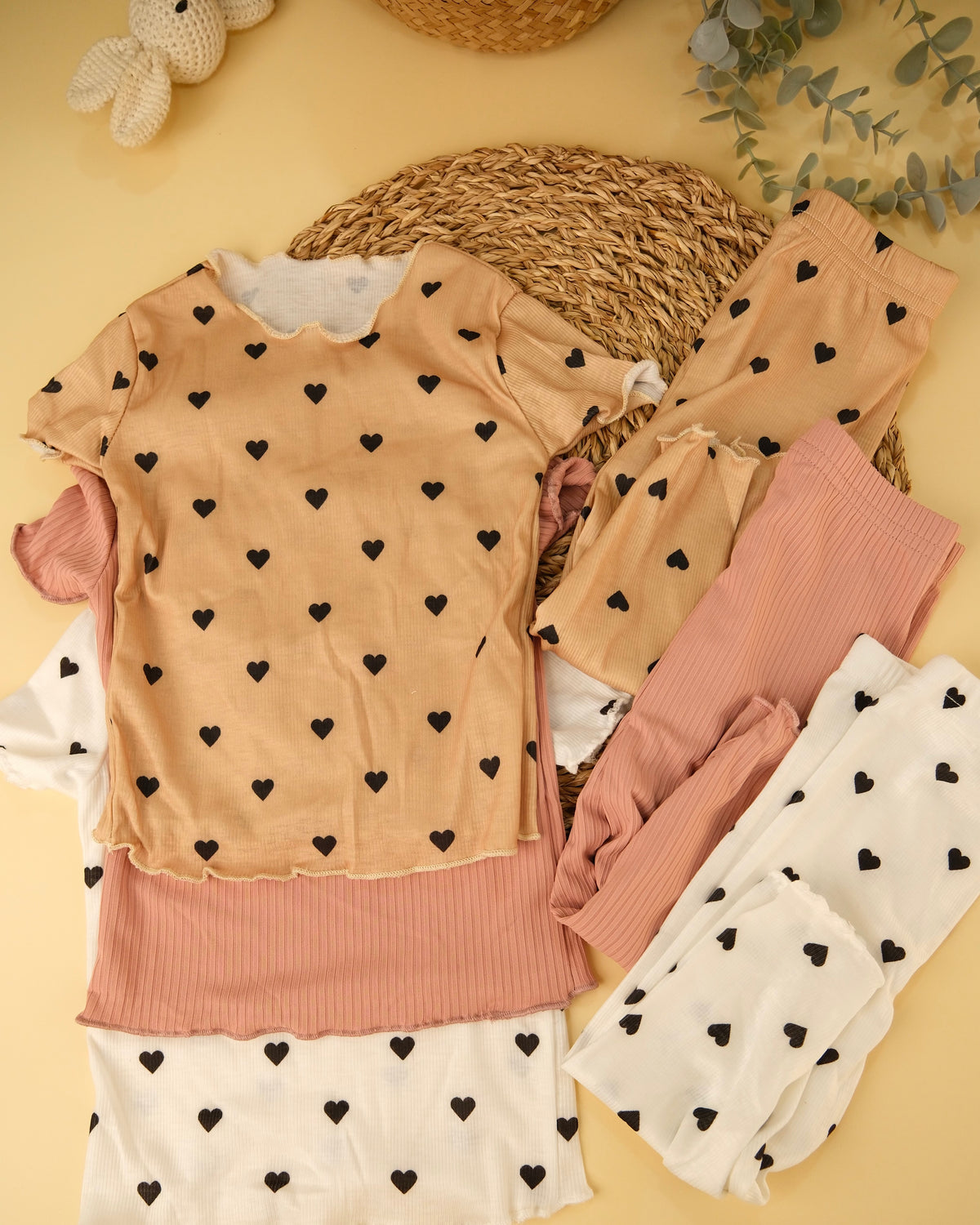 Ruffled Trim Round Neck Pajama Set