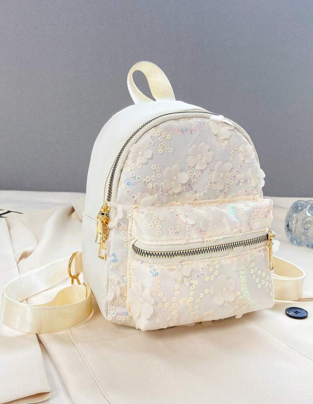 Cute Floral sequin Mini Backpack kids