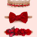 3 Pcs Red Floral Bow