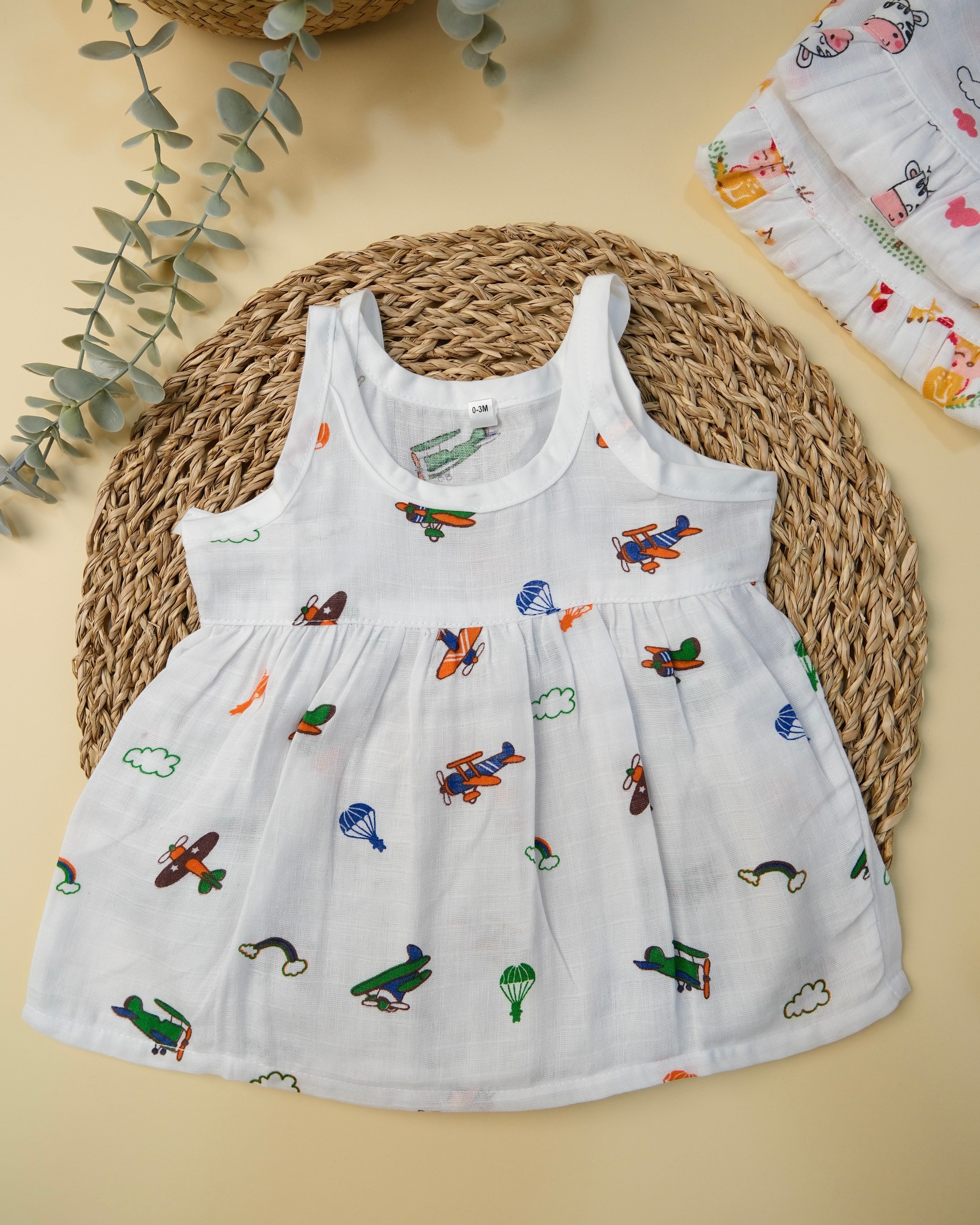 Sleeveless Frock with Knot Assorted 1 Pcs