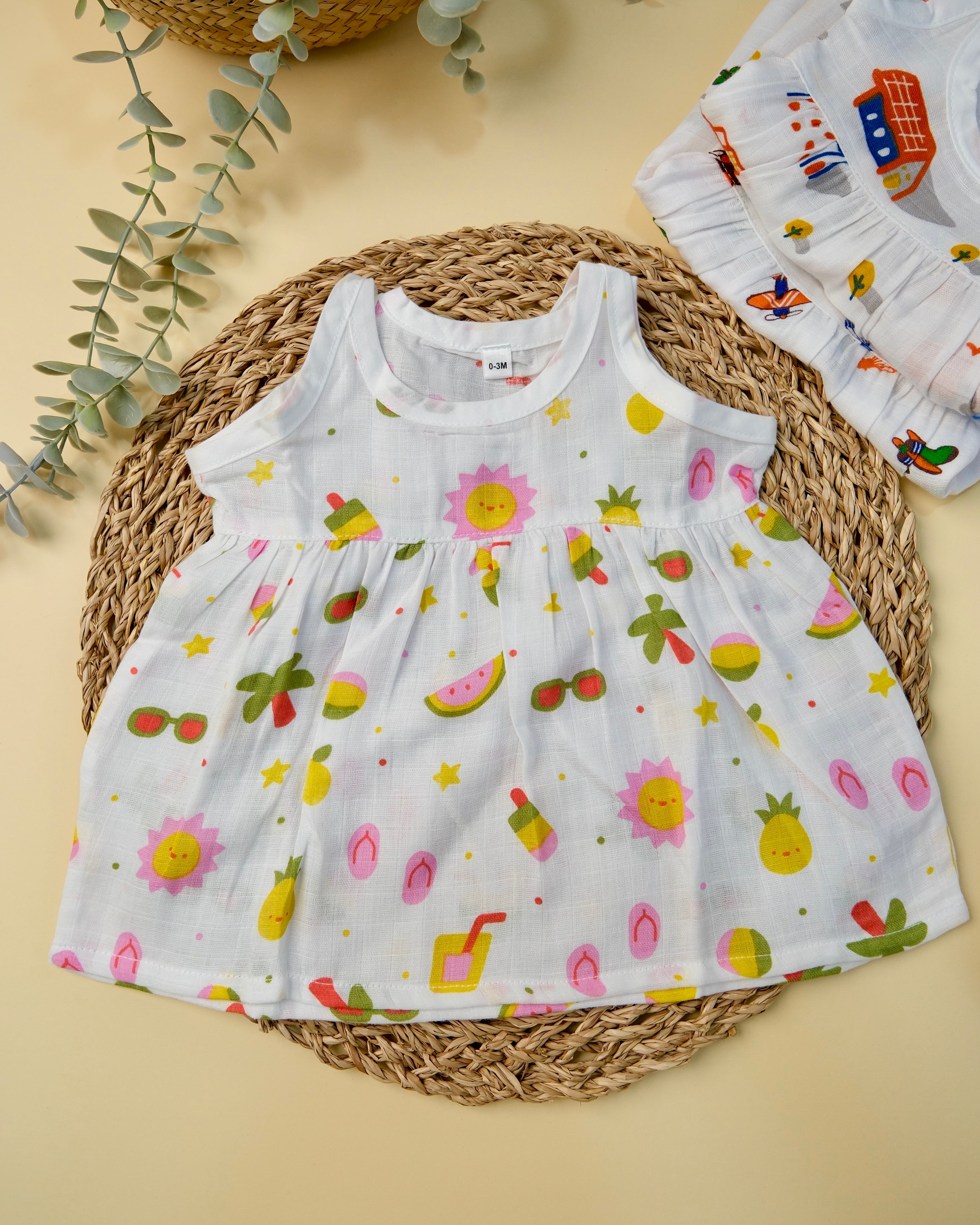 Sleeveless Frock with Knot Assorted 1 Pcs