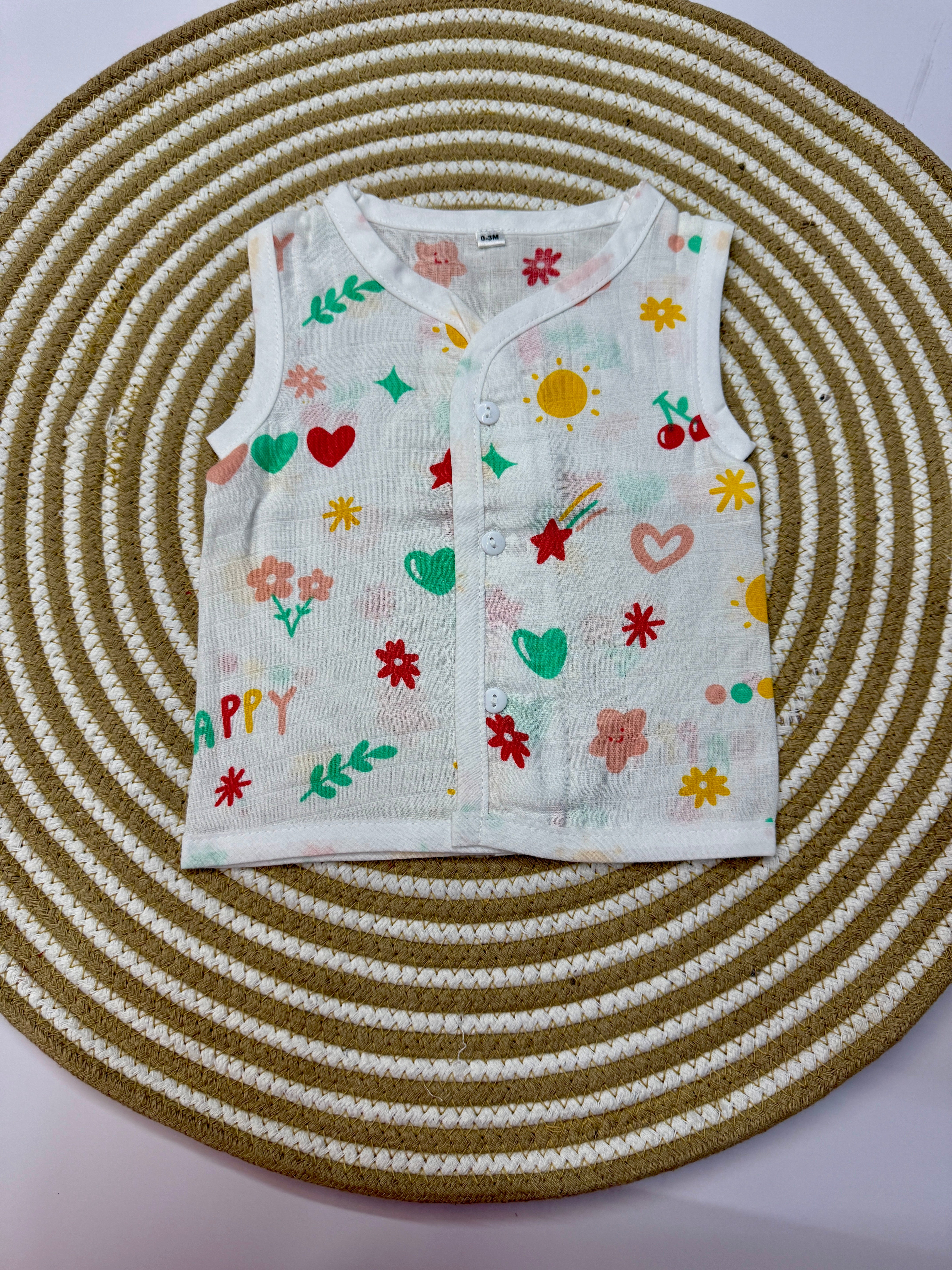 Sleeveless Jabla with Button Assorted
