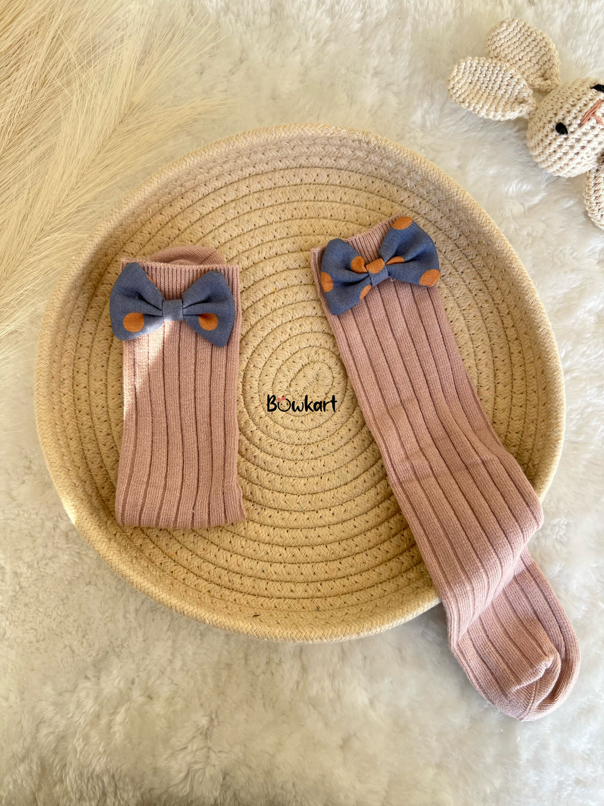 Polka Dot Bow Long Baby Girl Socks 1-2 Years
