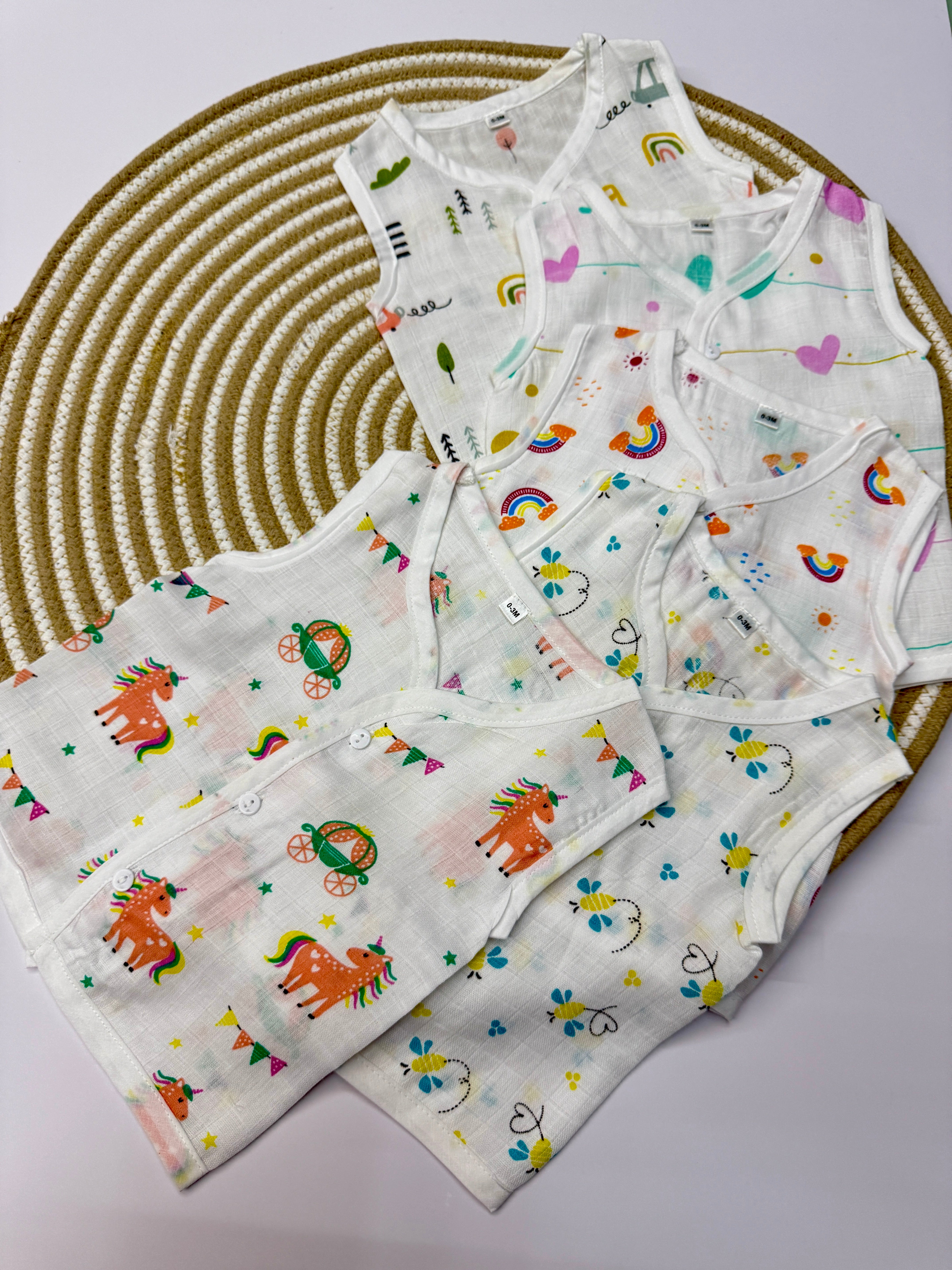 Sleeveless Jabla with Button Assorted