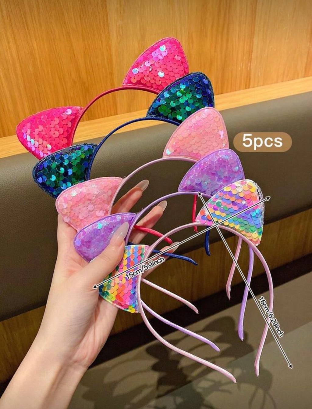 5 Pcs Shiny Cat Ears Headband