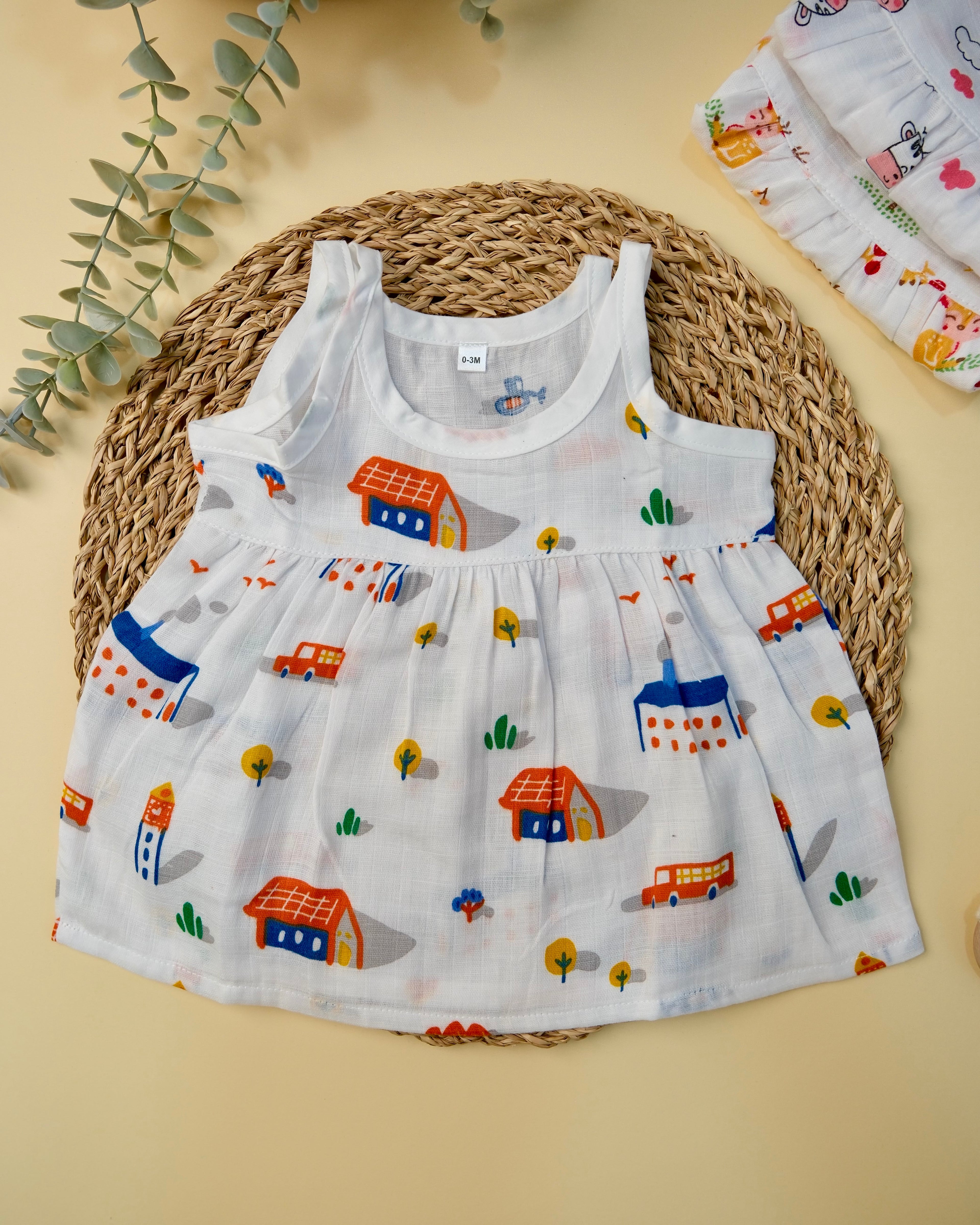 Sleeveless Frock with Knot Assorted 1 Pcs