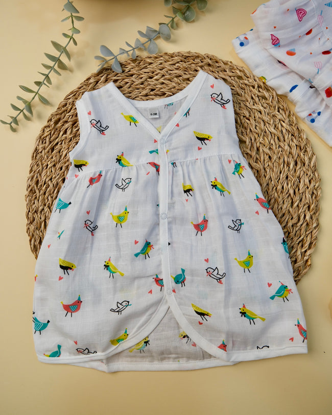 Sleeveless Frock with button Assorted 1 Pcs Hover Image