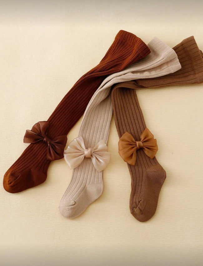 Shiny Bow Baby Stockings Hover Image