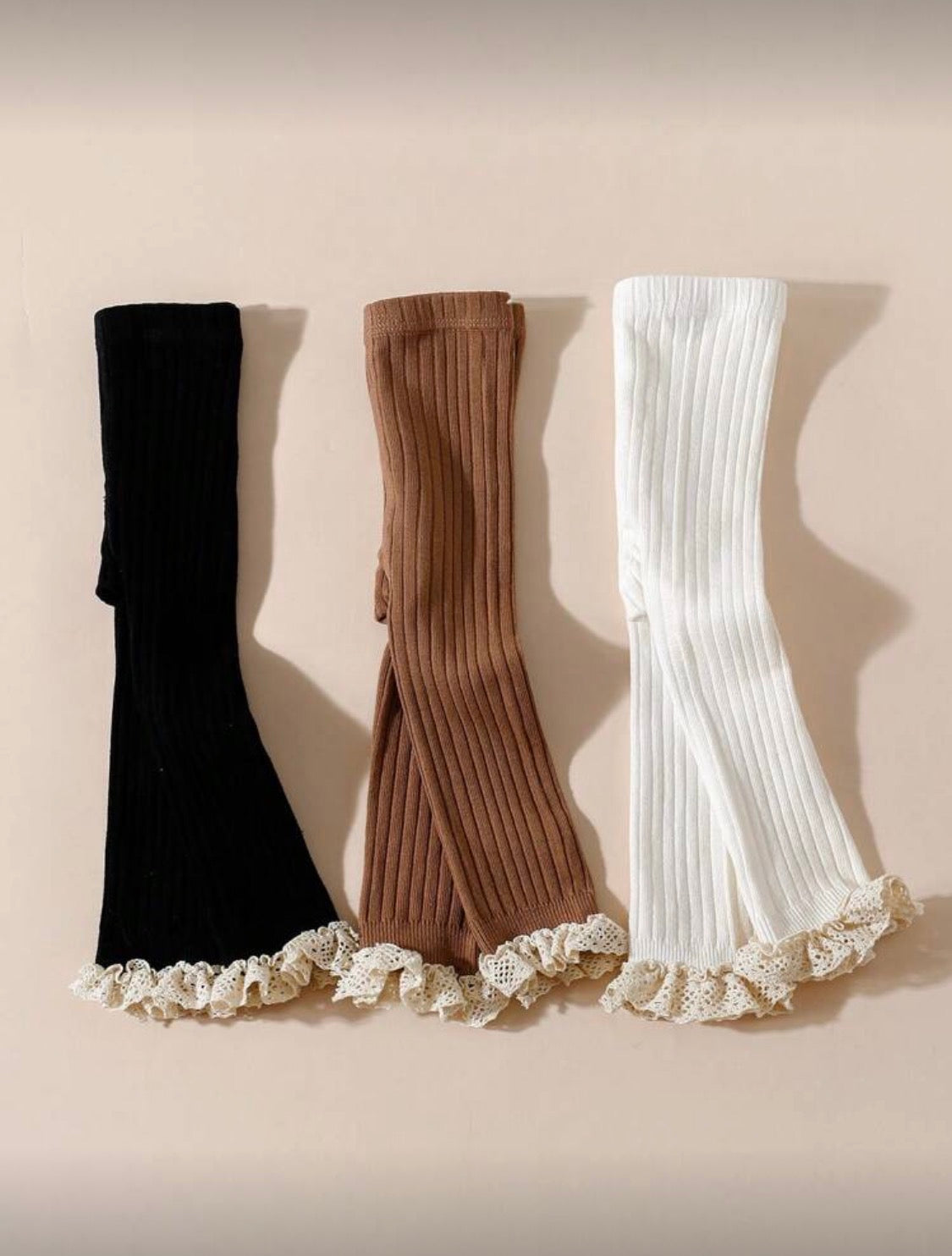 Solid Tights with Bottom Lace 1-2 Year