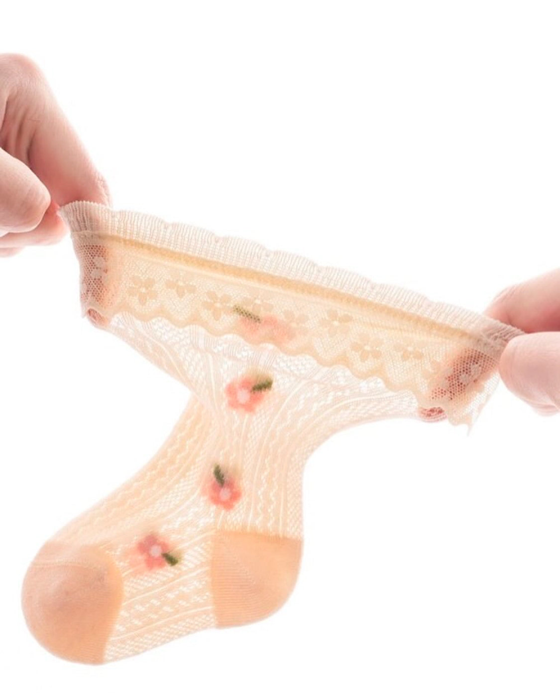 Princess Floral Pattern Ruffle Socks with Lace