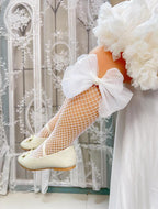 Pearl Beaded Bowknot Fishnet Socks 6 Months - 2 Year