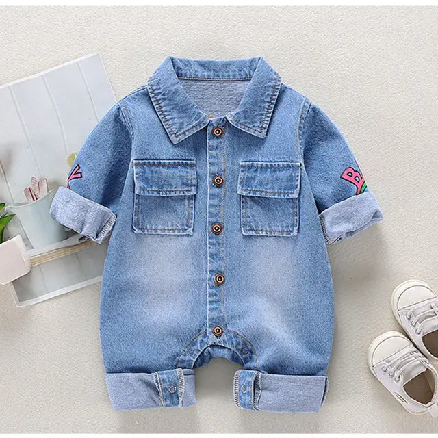 Denim Baby Boy Body Suite Denim Hover Image