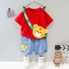 Short Sleeve Baby Boy Tshirt with Denim Trouser 6-9 Months