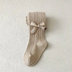 Premium Cable Knit Stockings With One Side Bow  6-12 Months