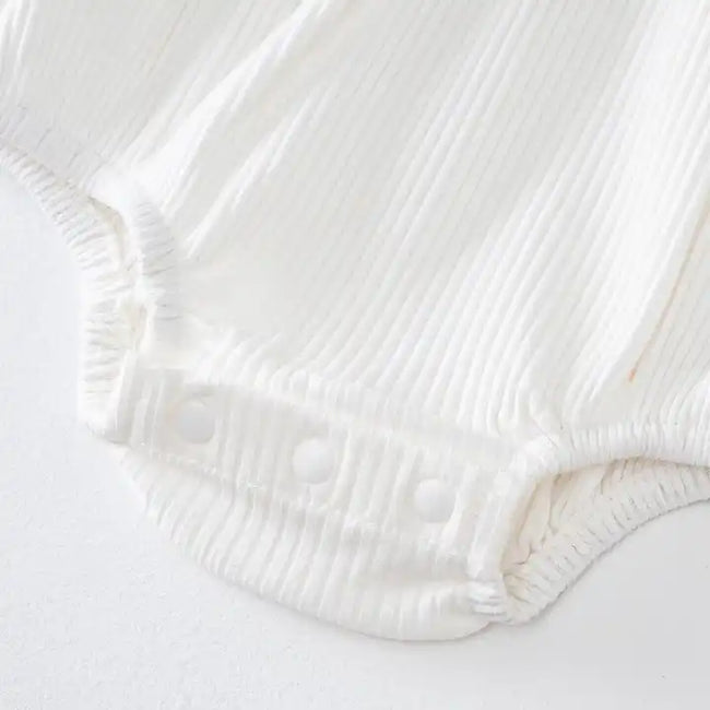 Plain Color Ribbed Long Sleeve Baby Rompers Main Image