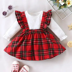 Ruffles Suspender Dress 2 Pcs Set