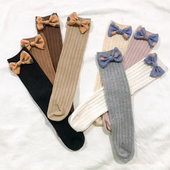 Polka Dot Bow Long Baby Girl Socks 1-2 Years
