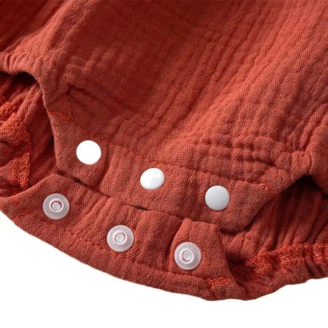 Plain Long Sleeved Cotton Muslin Baby Rompers Main Image