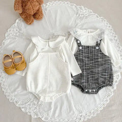 Suspenders Baby Girl Romper Set 0-9 Months