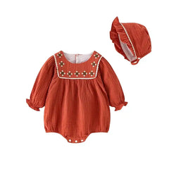 Plain Long Sleeved Cotton Muslin Baby Rompers