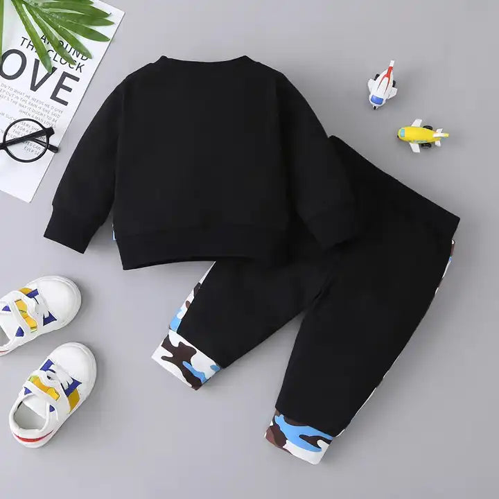 Print Patchwork Long Sleeve Sweater Tops Trousers