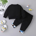 Print Patchwork Long Sleeve Sweater Tops Trousers