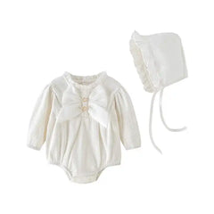 Plain Color Ribbed Long Sleeve Baby Rompers